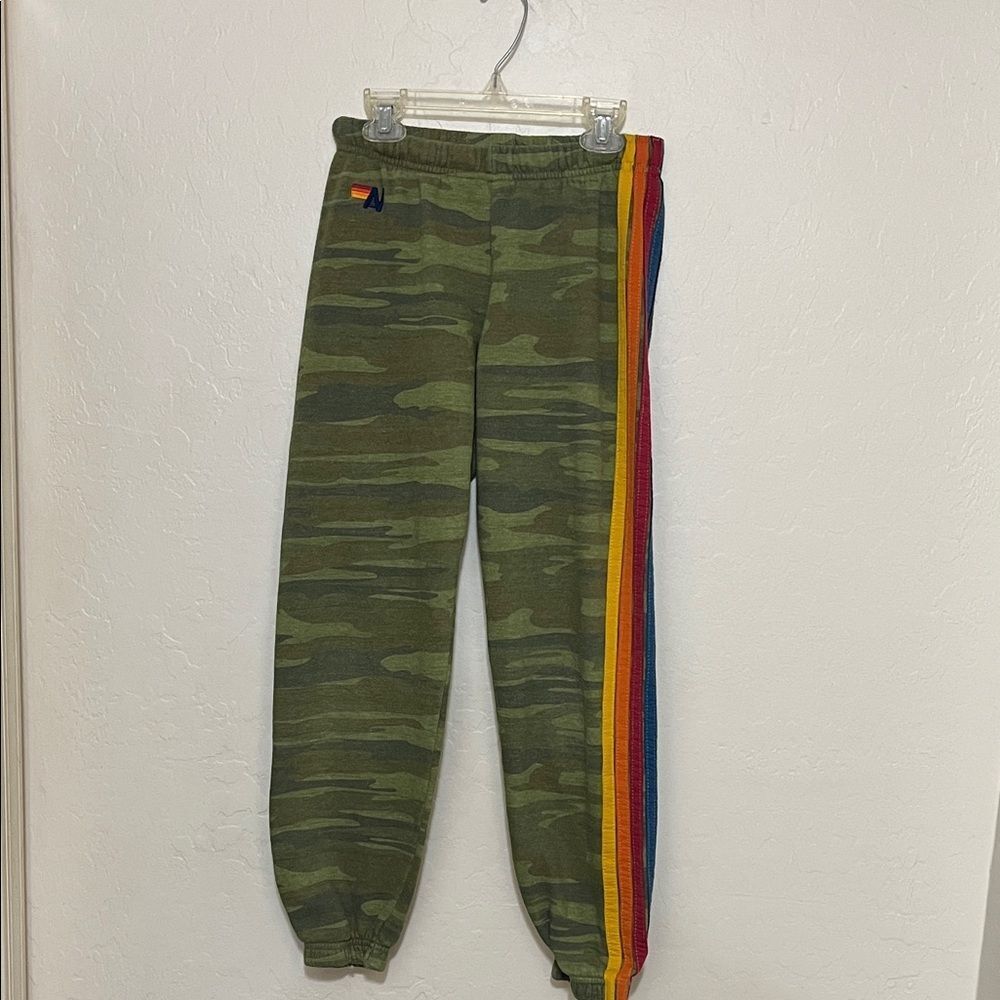 SOLD Aviator Nation Camouflage Rainbow Stripe Joggers Modern Athleisure Lounge - Picture 4 of 14